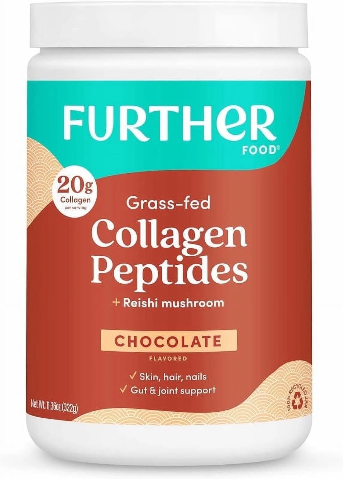 Chocolate Collagen Peptides Powder, Grass-Fed Pasture-Raised Hydrolyzed Type 1 & 3 Protein, Gut Health + Joint, Hair, Skin, Nails, Paleo Keto Sugar-Free 11.36 Oz