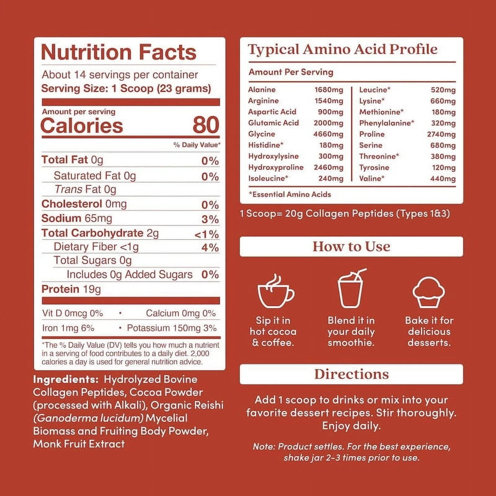 Chocolate Collagen Peptides Powder, Grass-Fed Pasture-Raised Hydrolyzed Type 1 & 3 Protein, Gut Health + Joint, Hair, Skin, Nails, Paleo Keto Sugar-Free 11.36 Oz